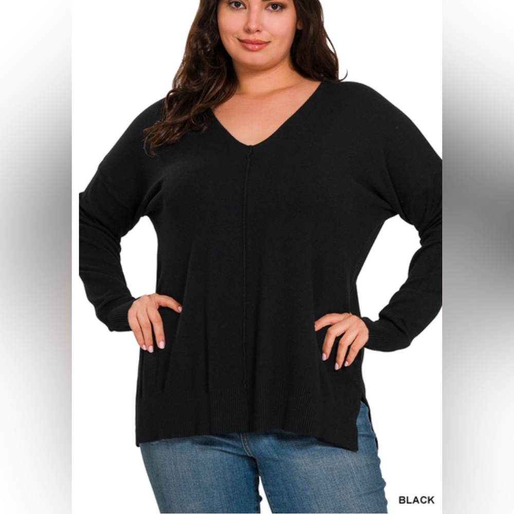 NWT ZENANA PLUS  Viscose GARMENT DYED FRONT SEAM SWEATER